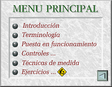 Osciloscopios Menú principal